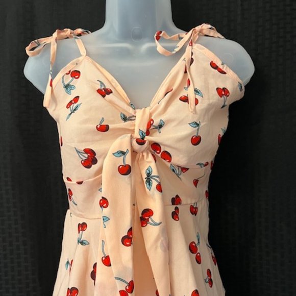 Cherry Print Tie-Front Top - Picture 1 of 10